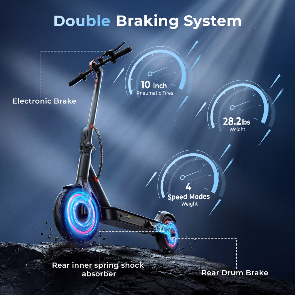 HopCycle Electric Scooters - Electric Scooter Adults, 1000W Motor, 25MPH, 28 Miles Range, 10" Pneumatic Tires, Dual Brakes, Rear Suspension, APP Control, Foldable Commuter E Scooter