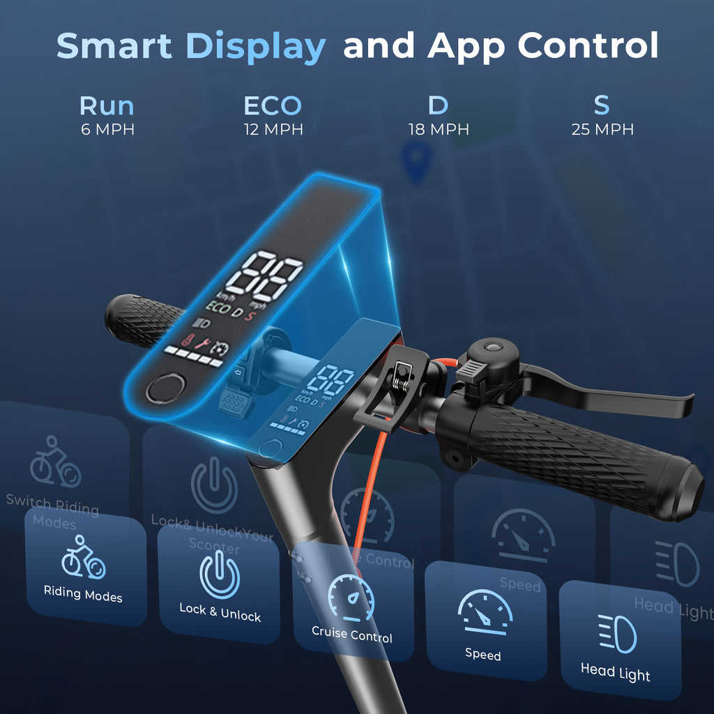 HopCycle Electric Scooters - Electric Scooter Adults, 1000W Motor, 25MPH, 28 Miles Range, 10" Pneumatic Tires, Dual Brakes, Rear Suspension, APP Control, Foldable Commuter E Scooter