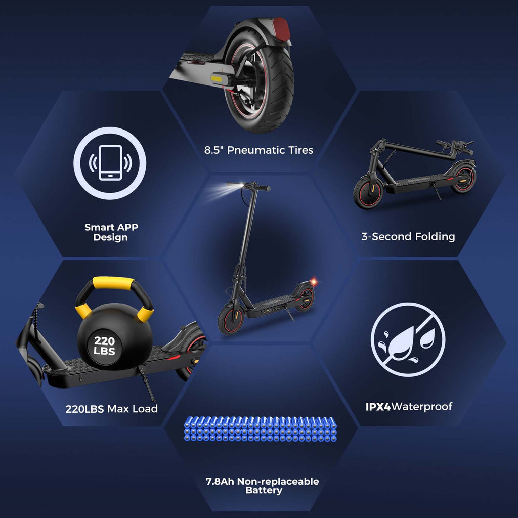 HopCycle Electric Scooters - 500W Motor, 18 MPH Top Speed, 21 Miles Range, App Control, Dual Braking System, 8.5" Tires, Commuter Scooter for City Travel
