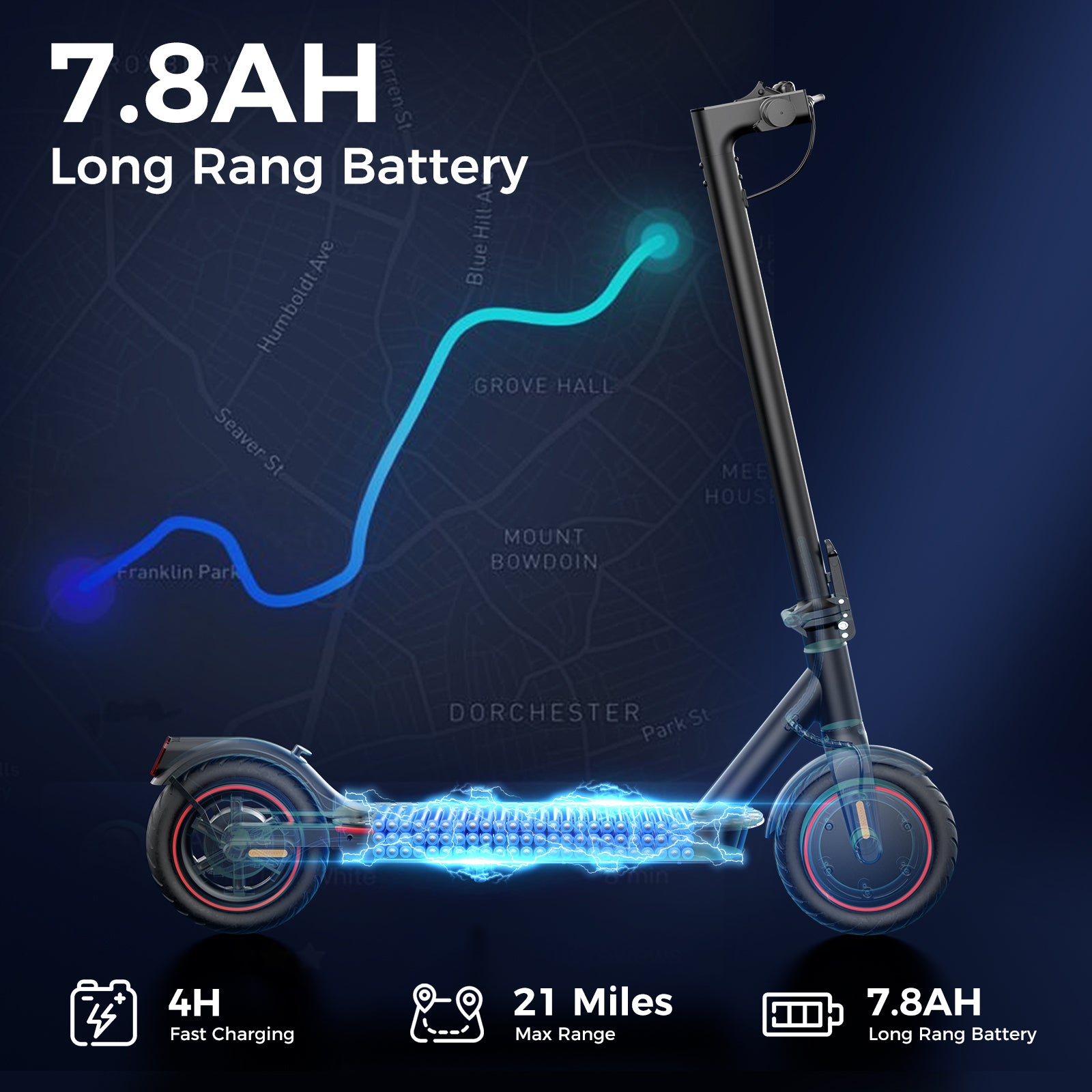 HopCycle Electric Scooters - 500W Motor, 18 MPH Top Speed, 21 Miles Range, App Control, Dual Braking System, 8.5" Tires, Commuter Scooter for City Travel