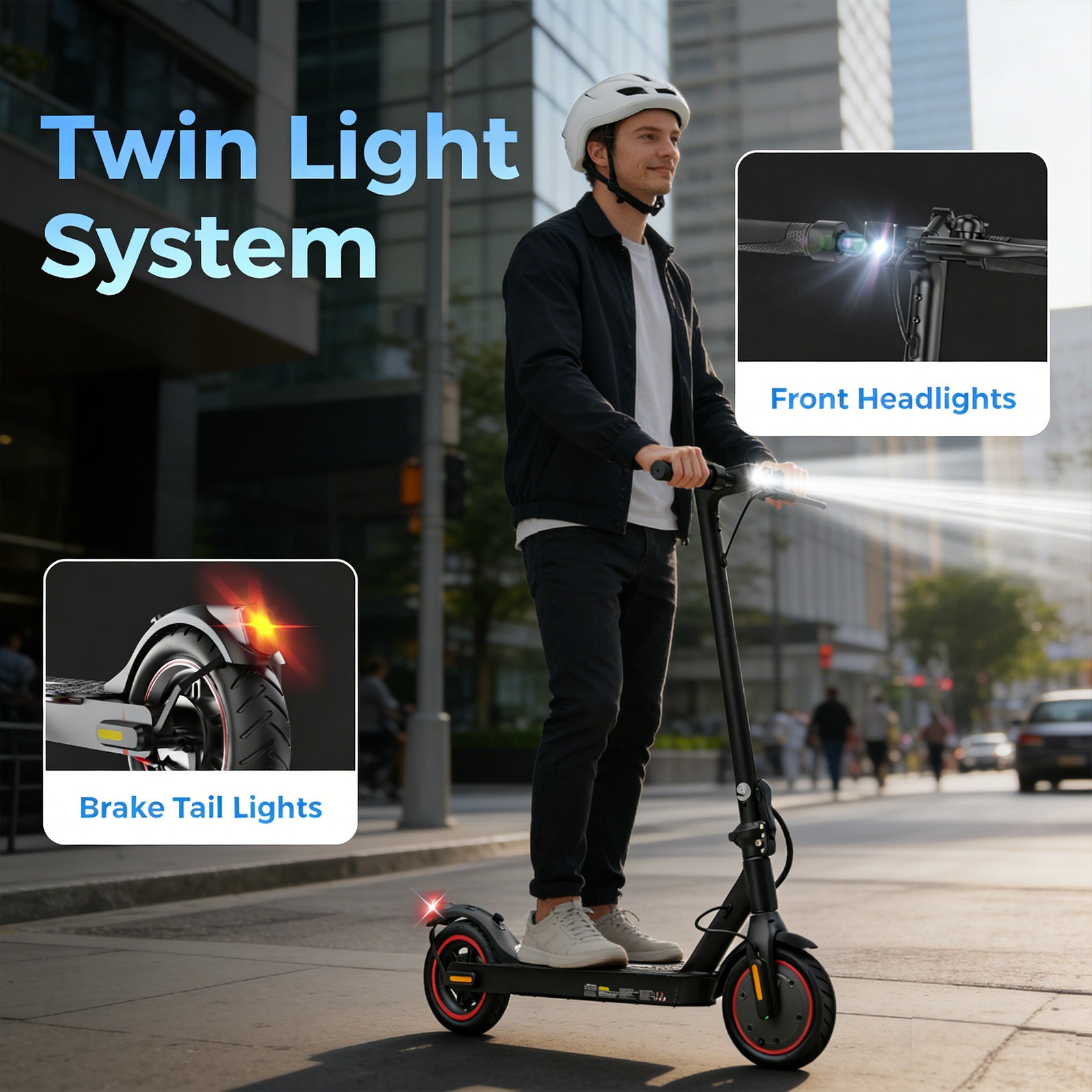 HopCycle Electric Scooter - Electric Scooter Adults, 500W Motor, Up to 18 MPH, 21 Miles Range, Dual Braking System, App Control, 8.5" Tires, Commuter E Scooter for City Travel