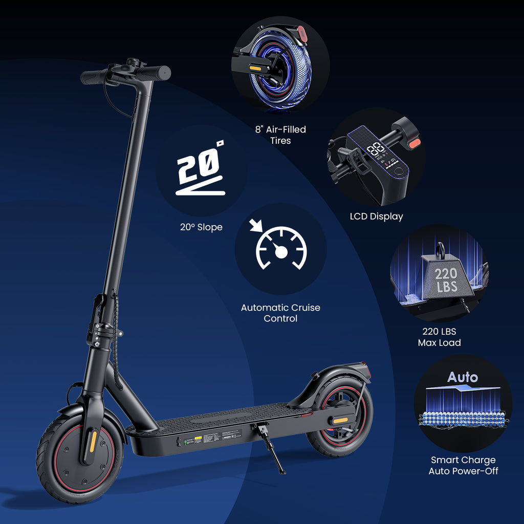 HopCycle Electric Scooter Adults, Electric Scooter, 500W Motor, 21 Miles Long Range, APP Control, Foldable & Portable E Scooter, Great Gift for Birthday & Christmas Black
