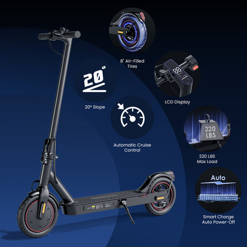 HopCycle Electric Scooter Adults, Electric Scooter, 500W Motor, 21 Miles Long Range, APP Control, Foldable & Portable E Scooter, Great Gift for Birthday & Christmas Black