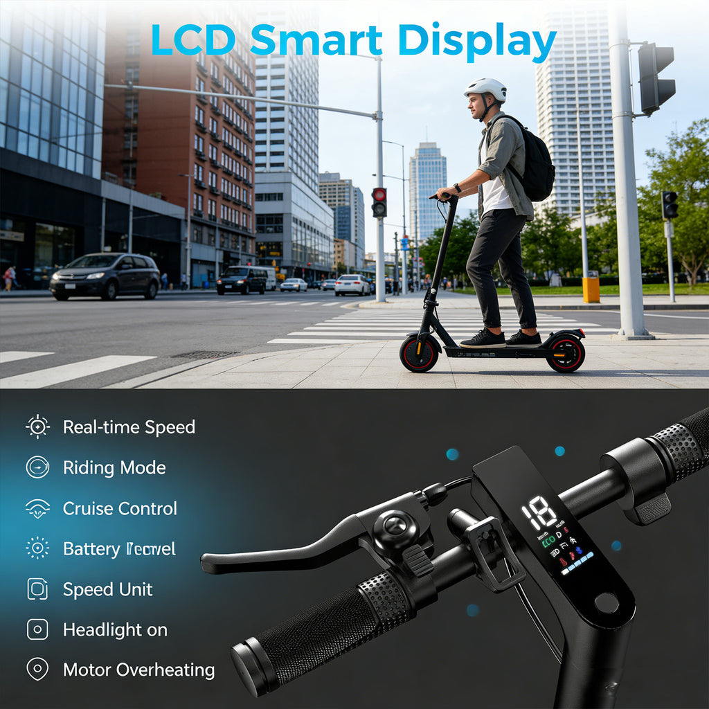 HopCycle Electric Scooter - Electric Scooter Adults, 500W Motor, Up to 18 MPH, 21 Miles Range, Dual Braking System, App Control, 8.5" Tires, Commuter E Scooter for City Travel